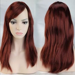Women hair wig full long straight &Dark auburn